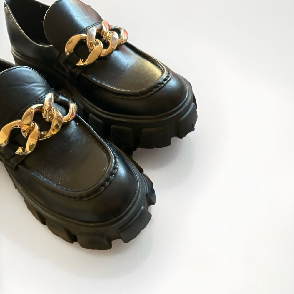 Steve Madden Black Chunky Platform Loafers shoes Size 8.5
